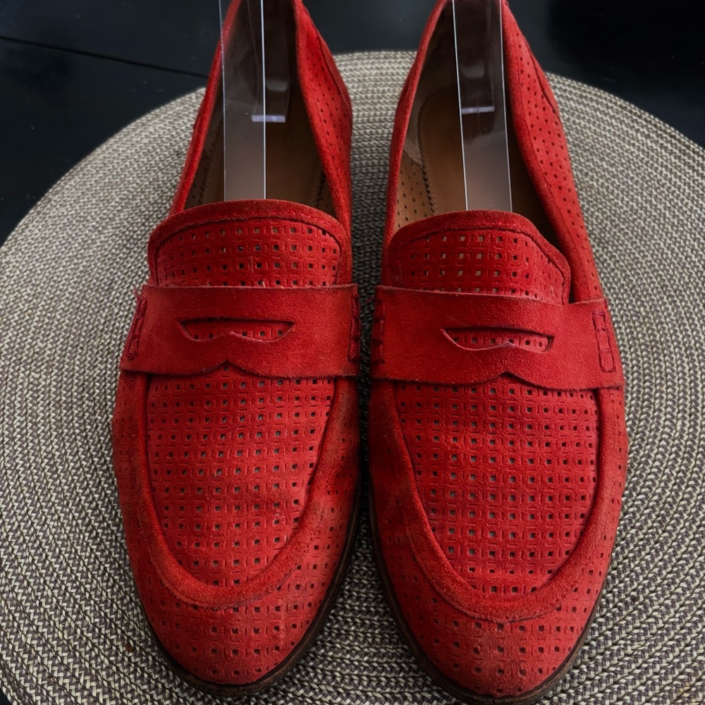 FRANCO SARTO RED SUEDE PENNY LOAFER 
JOLETE STYLE RED PERFORATED SUEDE SZ 9.5